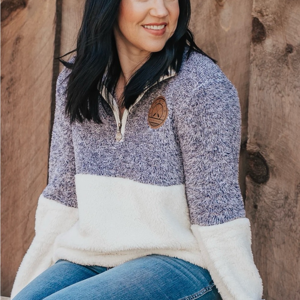 Cozy Two-Tone Pullover Half Zip Sherpa